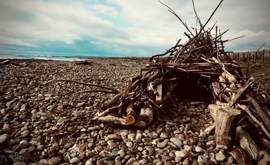 Wood Shelter on the beach