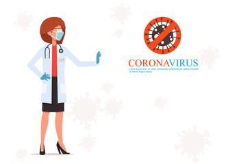 Female doctor in white medical face mask. Concept of coronavirus quarantine.