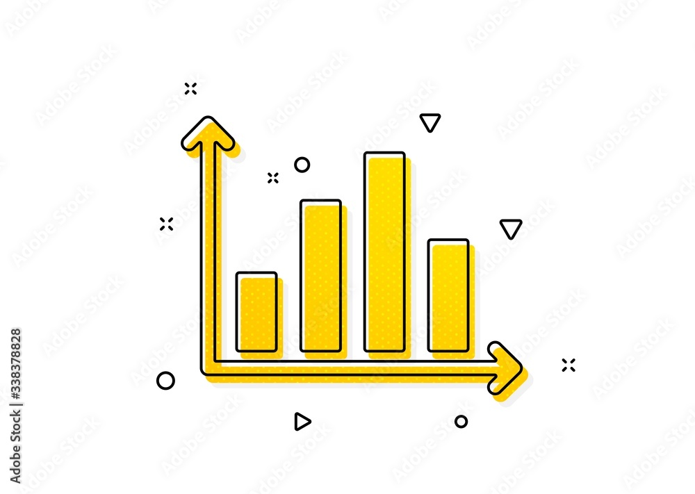 Poster column chart sign. diagram graph icon. market analytics symbol. yellow circles pattern. classic diag