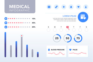 Medical infographic set. Medical, health and healthcare icons and data elements. Vector illustration.