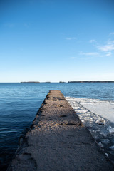 Fototapeta na wymiar Icy dock in winter, Helsinki Finland