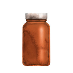 Brown empty bottle for pills.
