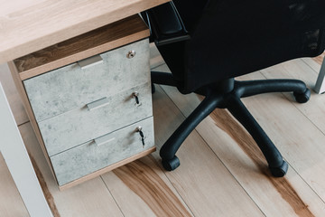 desk locker in a modern office. security concept