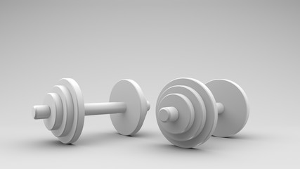 3D illustrations.Sports equipment dumbbells for bodybuilding in the gym.