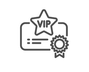 Vip certificate line icon. Very important person document sign. Member club privilege symbol. Quality design element. Editable stroke. Linear style vip certificate icon. Vector