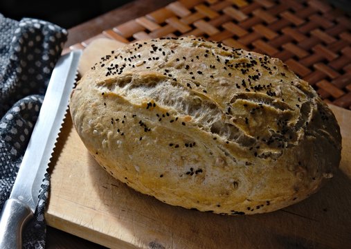 Homemade black cumin bread.