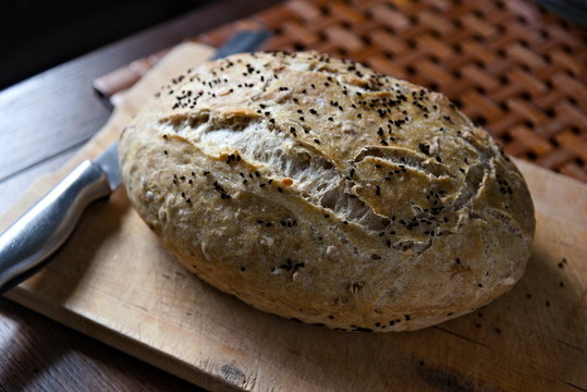 Homemade black cumin bread.