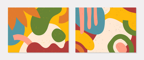 Set of modern vector collages with hand drawn organic shapes,textures and graphic elements.Trendy contemporary design perfect for prints,social media,banners,invitations,branding design,covers