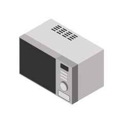 Microwave detailed isometric icon on a white background. Vector illustration of a microwave for your design. 