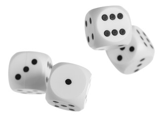 Dices pile isolated on white background, clipping path