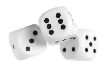 Dices pile isolated on white background, clipping path