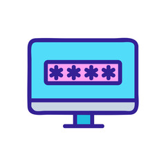 password monitor icon vector. password monitor sign. color contour symbol illustration