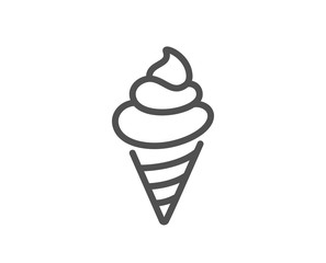 Ice cream line icon. Vanilla sundae cone sign. Frozen summer dessert symbol. Quality design element. Editable stroke. Linear style ice cream icon. Vector