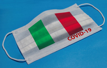 Medical face mask. Quarantine in Italy