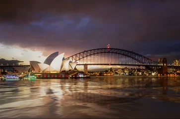 Photo sur Aluminium Sydney sydney harbour bridge at night