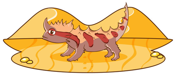 Desert horned lizard in the desert field