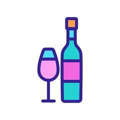 wine bottle glass icon vector. wine bottle glass sign. color contour symbol illustration