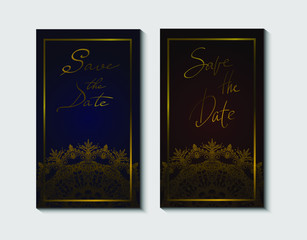 Save tha date card design. Wedding invitation template with mandala