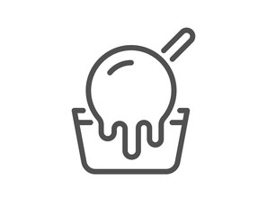 Ice cream cup line icon. Vanilla sundae sign. Frozen summer dessert symbol. Quality design element. Editable stroke. Linear style ice cream icon. Vector