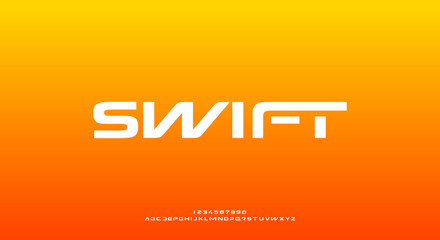 Swift, a bold modern sporty typography alphabet font. vector illustration design