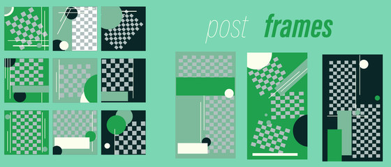 Nine set modern wave fluid background template silver and blue colores for promotional. For social media post, stories, story, internet web banner, flyer, poster and brochure. Vector stock