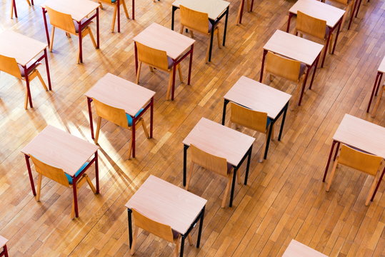 School benches.
