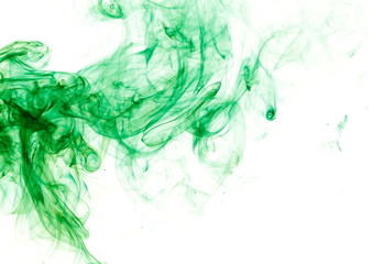 Fototapeta premium Green smoke on white background