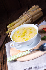 Delicious spring white asparagus soup
