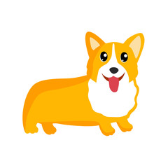 Happy Corgi Dog. Vector illustration in flat style