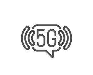 5g wi-fi technology line icon. Wifi wireless network sign. Mobile internet symbol. Quality design element. Editable stroke. Linear style 5g wifi icon. Vector