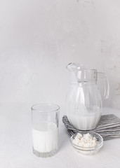 Homemade kefir. Organic probiotic kefir drink or yogurt with probiotics. Probiotic cold fermented dairy drink. Trendy food and drink.