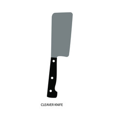 Cleaver knife. Kitchen knife and meat knife vector illustration in flat style on a white background.