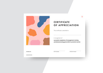 Certificate of appreciation template design. Elegant business diploma layout for training graduation or course completion. Vector background illustration.