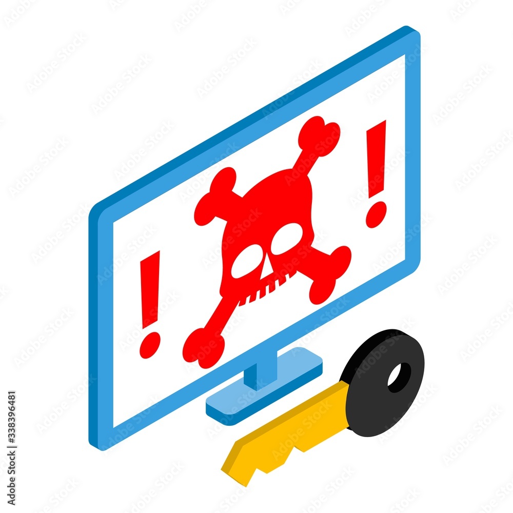 Poster Hacking attack icon. Isometric illustration of hacking attack vector icon for web