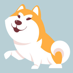 Akita Inu dog giving paw. Cute pet in cartoon style.