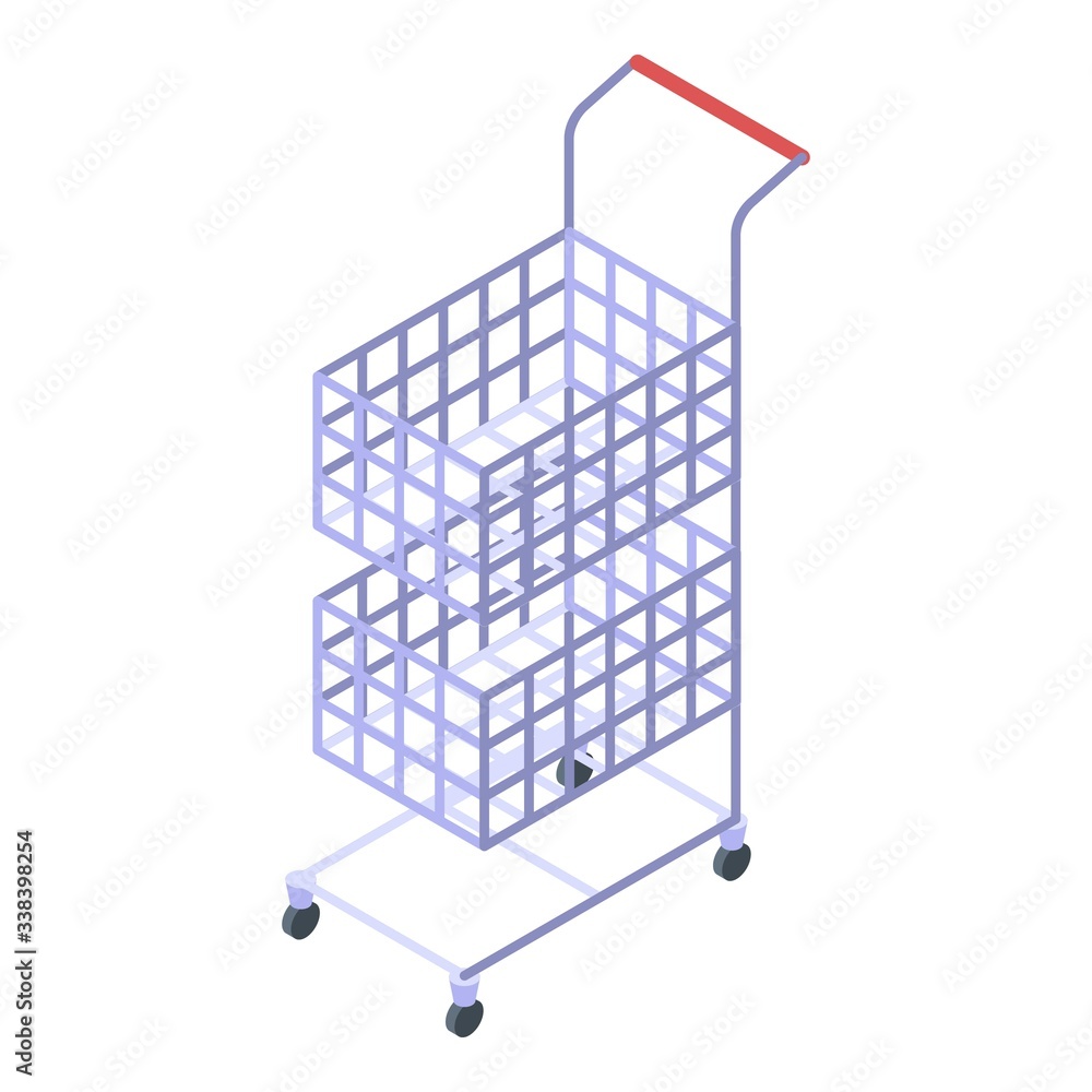 Poster double shop cart icon. isometric of double shop cart vector icon for web design isolated on white ba