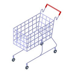 Supermarket cart icon. Isometric of supermarket cart vector icon for web design isolated on white background