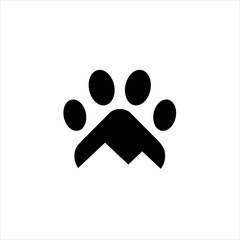 dog paw and mountain logo design vector image , paw dog logo icon vector  , paw mount logo  , paw logo , mount logo paw © toriq