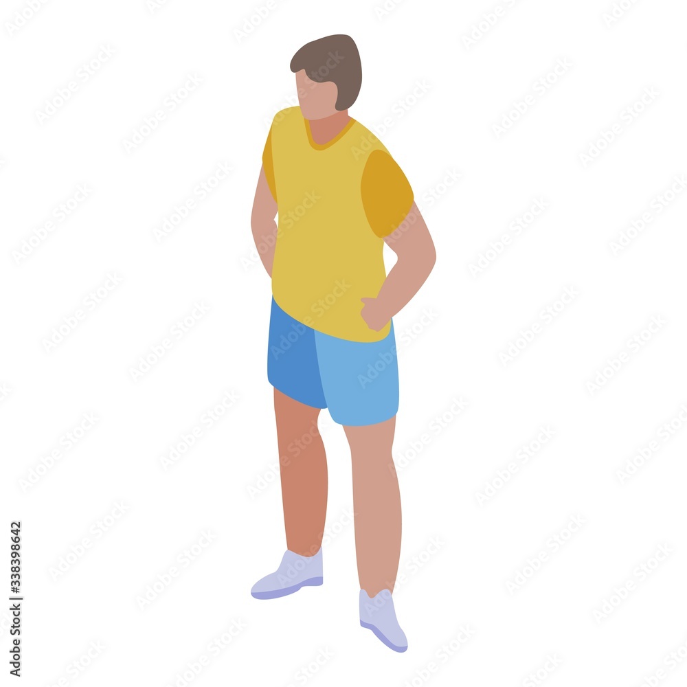 Poster man at the beach icon. isometric of man at the beach vector icon for web design isolated on white ba