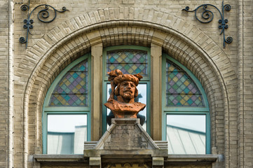 In the niches in the façade of Ghent Town Hall, you will see the Counts of Flanders, Ghent, Belgium
