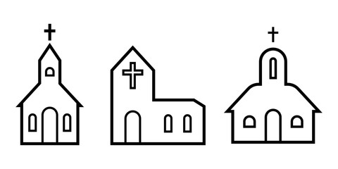 Online church, christian church, chapel with cross flat icon for apps and websites