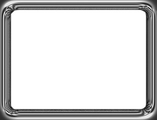 Frame for photo or picture. Imitation metal - silver or steel. White background.