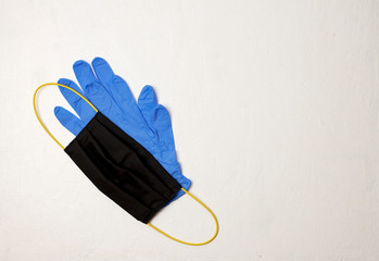 mask and gloves to protect against coronavirus