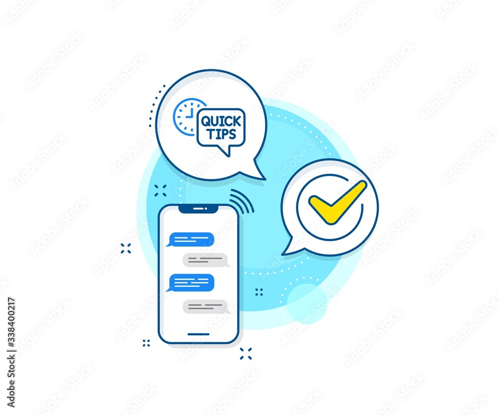 Poster helpful tricks sign. phone messages complex icon. quick tips line icon. tutorials symbol. messenger 