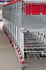 shopping carts in a row