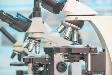 Scientific optical microscope in the laboratory