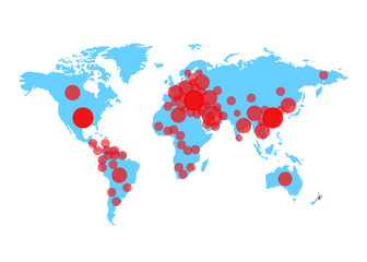 World map of Coronavirus. Coronavirus disease 2019 situation.