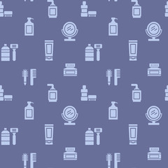 Fototapeta na wymiar Bathroom accessories icons pattern. Personal hygiene items seamless background. Seamless pattern vector illustration