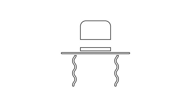 Black line Orthodox jewish hat with sidelocks icon isolated on white background. Jewish men in the traditional clothing. Judaism symbols. 4K Video motion graphic animation