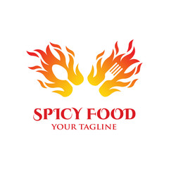 Spicy food logo design for restaurants and business, Hot spicy food emblem